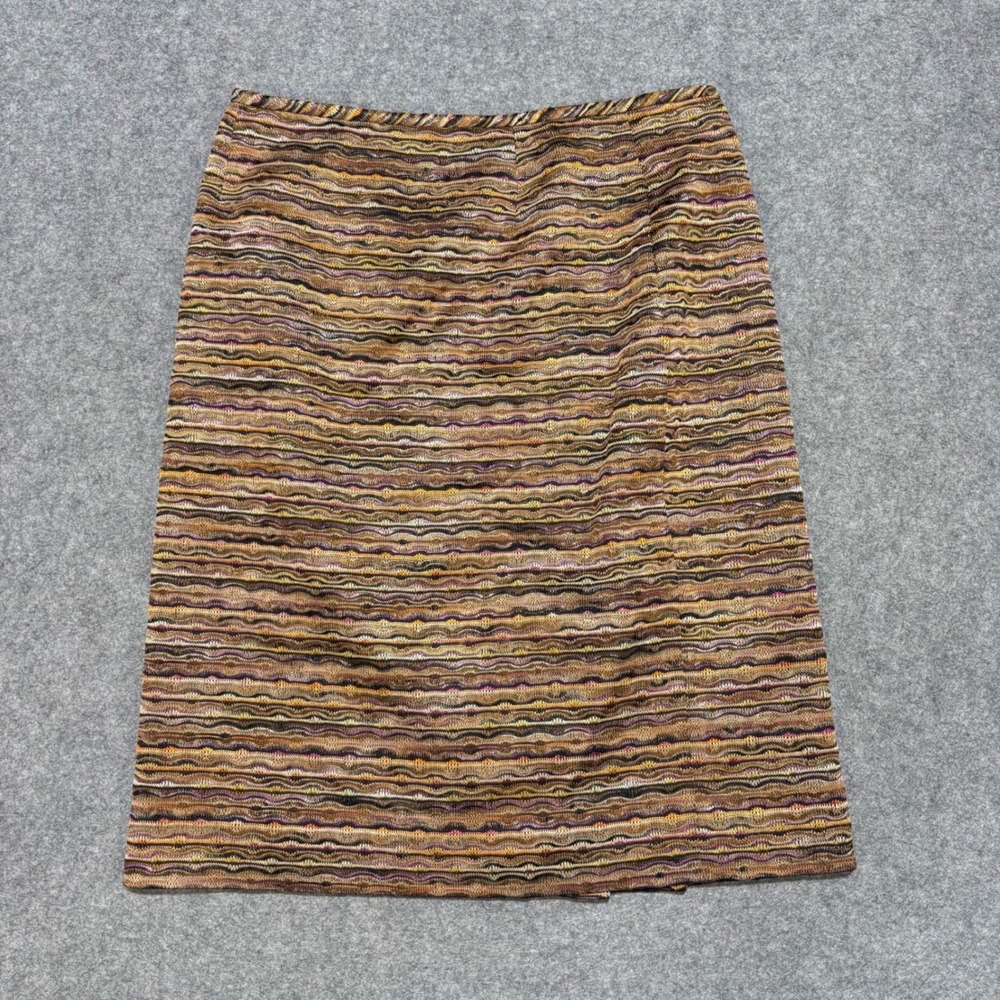 Isabel & Nina Womens Knit Zigzag Wave Pencil Skirt Brown Orange Size 4